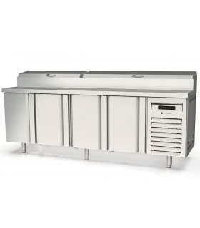 Meuble réfrigéré L 2245 de préparation 700 positif, 4 portes, pour 13 bacs GN1/6 (non fournis) - MFEI70-225-1/6 - CORECO Espagne