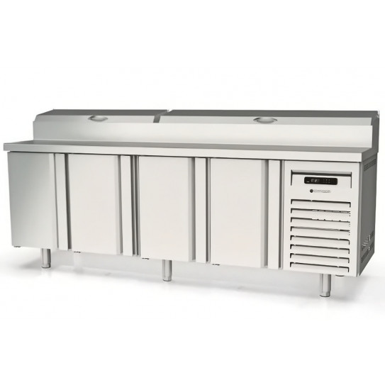 Meuble réfrigéré L 2245 de préparation 700 positif, 4 portes, pour 12 bacs GN1/6 (non fournis) - MFEI70-225-1/6 - CORECO Espagne