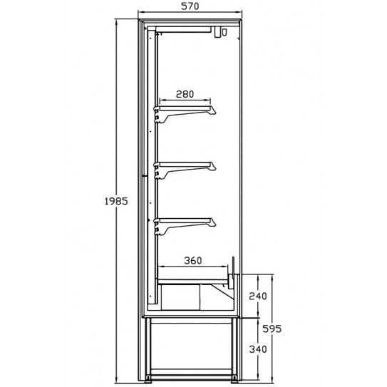 Schéma dimensions Vitrine réfrigérée murale 150cm 2 portes vitrées battantes FINA-A 150-PVBN