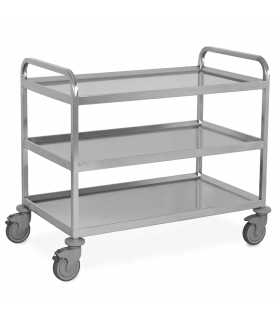 Chariot de service inox charge lourde sur roulettes 3 niveaux. Dim. L1080xP610xH930mm - 1560-3PL METALCARRELLI