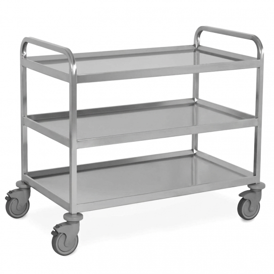 Chariot de service inox charge lourde sur roulettes 3 niveaux. Dim. L1080xP610xH930mm - 1560-3PL METALCARRELLI