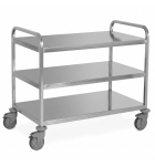 Chariot de service inox charge lourde sur roulettes 3 niveaux. Dim. L1080xP610xH930mm - 1560-3PL METALCARRELLI