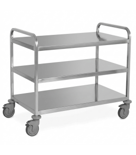 Chariot de service inox charge lourde sur roulettes 3 niveaux. Dim. L1080xP610xH930mm - 1560-3PL METALCARRELLI