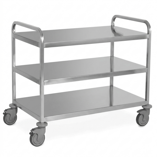 Chariot de service inox charge lourde sur roulettes 3 niveaux. Dim. L1080xP610xH930mm - 1560-3PL METALCARRELLI