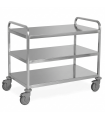 Chariot de service inox robuste charge lourde sur roulettes 3 niveaux 1560-3PL