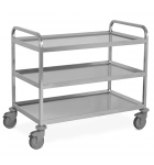 Chariot de service inox charge lourde sur roulettes 3 niveaux. Dim. L1080xP610xH930mm - 1560-3PV METALCARRELLI