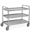 Chariot de service inox robuste charge lourde sur roulettes 3 niveaux 1560-3PV