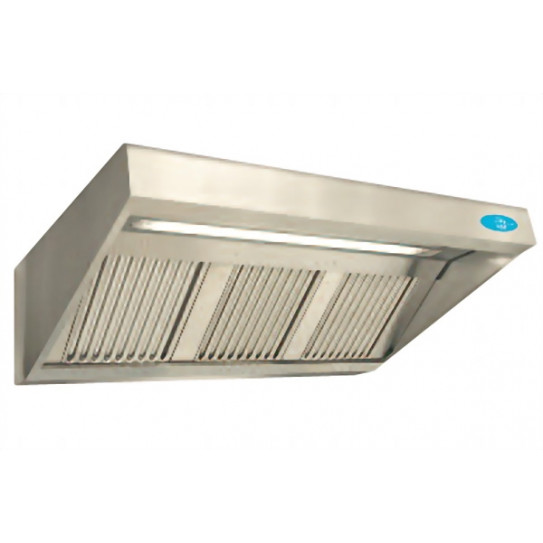 Hotte motorisée avec variateur et luminaire intégrés 2600x900x450 (modèle en photo 1,60m) inox capteur + visière - Comby