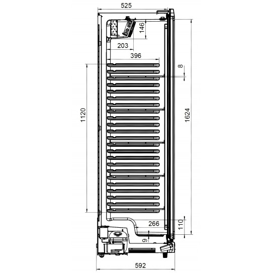 Schéma dimensions Vitrine à boissons réfrigérée 388L porte vitrée SC360 - L2G