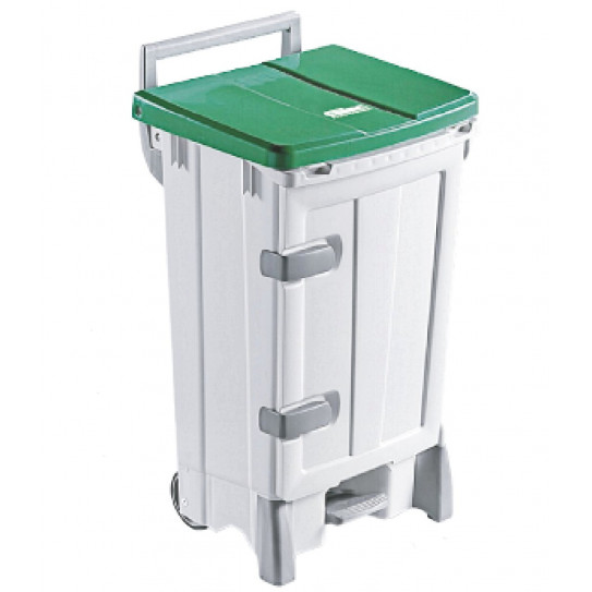 Poubelle collecteur à pédale Polaris 2 roues, porte frontale et couvercle vert -Gilac G614823