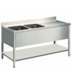 Plonge inox 1600x700mm 2 bacs gauche et 1 égouttoir droite