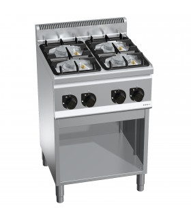 Fourneau gaz 4 feux 2x6kW + 2x3,5kW - 60x60x90cm PLUS 600 G6F4MPW BERTO'S 21602600