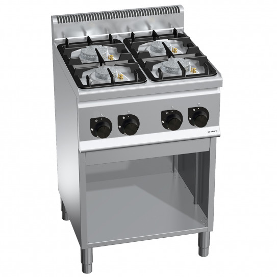 Fourneau gaz 4 feux 2x6kW + 2x3,5kW - 60x60x90cm PLUS 600 G6F4MPW BERTO'S 21602600