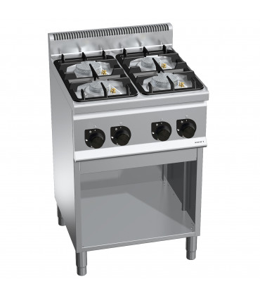 Piano Gaz 4 feux 2x6kW + 2x3,5kW sur placard 600 BERTO'S