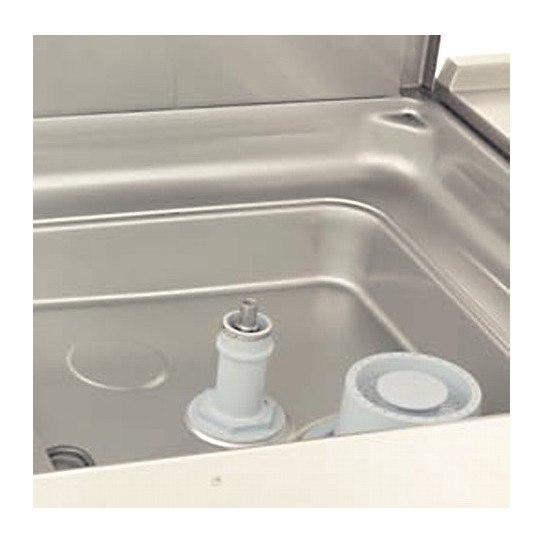 Cuves moulées et angles arrondis facilitant les opérations de nettoyage : lave-vaisselle à capot MBM LK605 tri