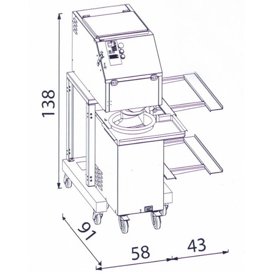 Dimensions : Diviseuse P40 + Bouleuse KALI + SUPPORT - Velma Pastaline