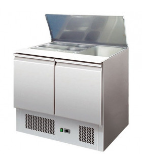 Saladette réfrigérée ventilée inox 2 portes + plan de découpe S900STD