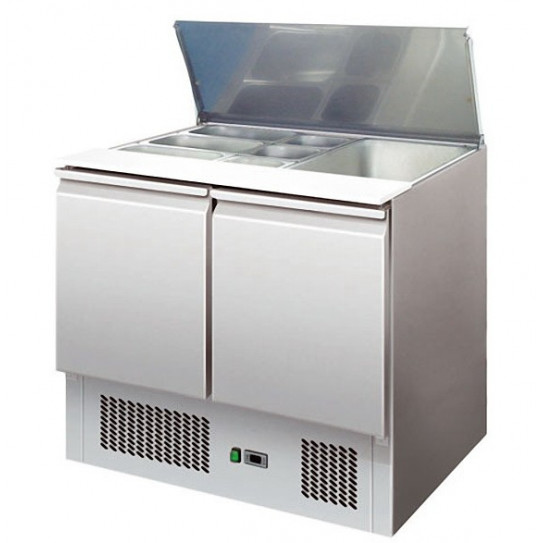 Saladette réfrigérée ventilée inox 2 portes + plan de découpe S900STD Saladette réfrigérée ventilée inox 2 portes + plan de découpe S900STD
