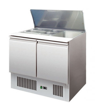 Saladette réfrigérée ventilée inox 2 portes + plan de découpe S900STD Saladette réfrigérée ventilée inox 2 portes + plan de découpe S900STD