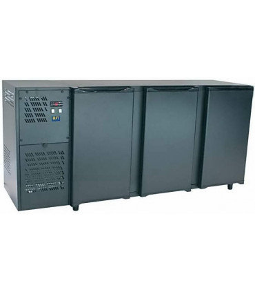 Desserte réfrigérée de bar 3 portes pleines en skinplate noir - 2060 mm - Capacité 466 L - FGB206 Desserte réfrigérée de bar 3 portes pleines en skinplate noir - 2060 mm - Capacité 466 L - FGB206