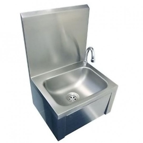 Lave-mains inox à commande fémorale par panneau basculant grand dosseret LMD