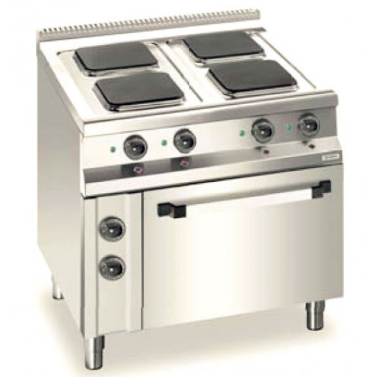 Fourneau électrique 4 plaques carrées sur four électrique - Puissance totale 19,75kW - DEXION D99E4FQ