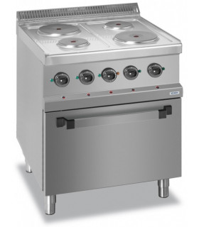Fourneau électrique 4 plaques rondes Ø 150 et Ø 220mm sur four électrique GN2/1 - DEXION D77E4F