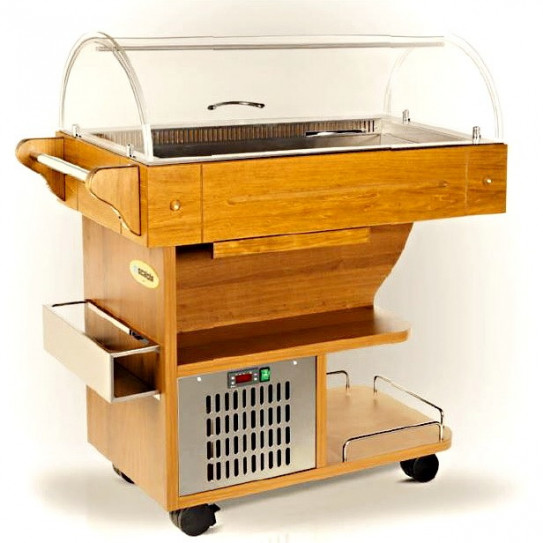 Petit Buffet chariot desserte réfrigérée bois CARRELLO SCAIOLA