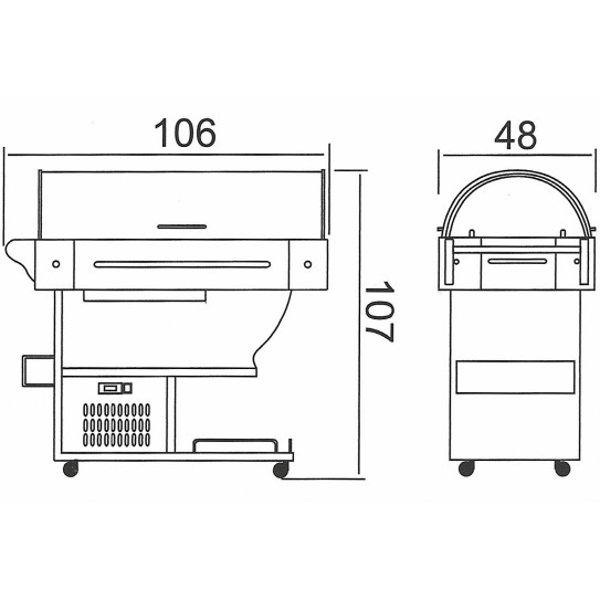 Dimensions buffet CARRELLO bois réfrigéré SCAIOLA