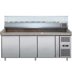 Refrigerated pizza counter 3 doors Top granite + Ingrédients display - PZ3600TN-VRX380 L2G