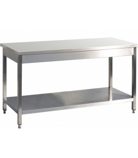 Table inox AISI 441 avec 1 sous tablette -  L(600 à 2400) x P700 x H850 mm