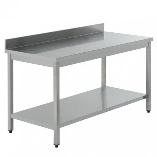 Table inox adossée AISI 441 avec 1 sous tablette - L(600 à 2400) x P700 x H850 mm Table inox adossée AISI 441 avec 1 sous tablette - L(600 à 2400) x P700 x H850 mm
