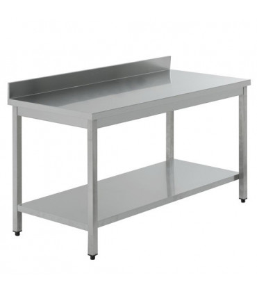 Table inox adossée AISI 441 avec 1 sous tablette - L(600 à 2400) x P700 x H850 mm Table inox adossée AISI 441 avec 1 sous tablette - L(600 à 2400) x P700 x H850 mm