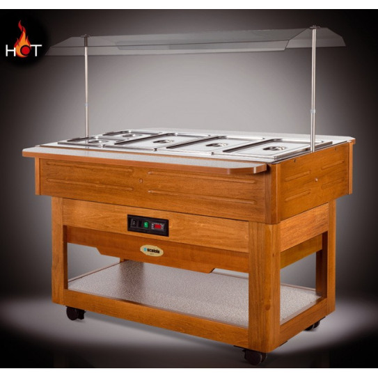 Self buffet chaud +30 +90°C en bois BREAKFAST CALDA SCAIOLA