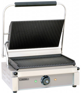 Grill Panini professionnel plaques rainurées 2 faces monophasé 230 V - 2,2 kW - CGPRR Casselin