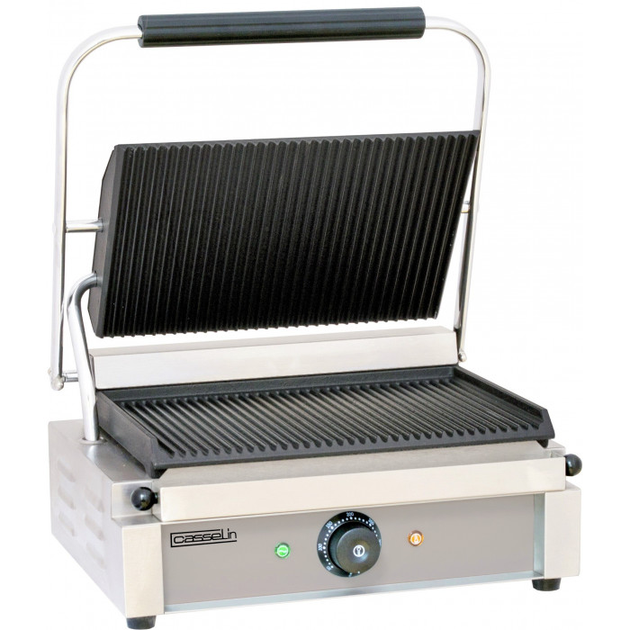 Grill Panini professionnel 2 plaques rainurées monophasé 2,2 kW